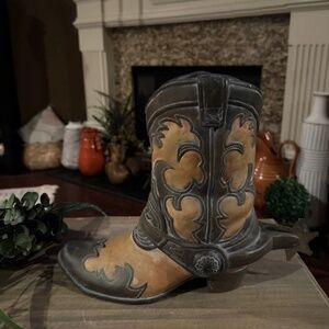 Figi Ceramic Cowboy Boot Wine Cooler, Vase Or Flower Pot